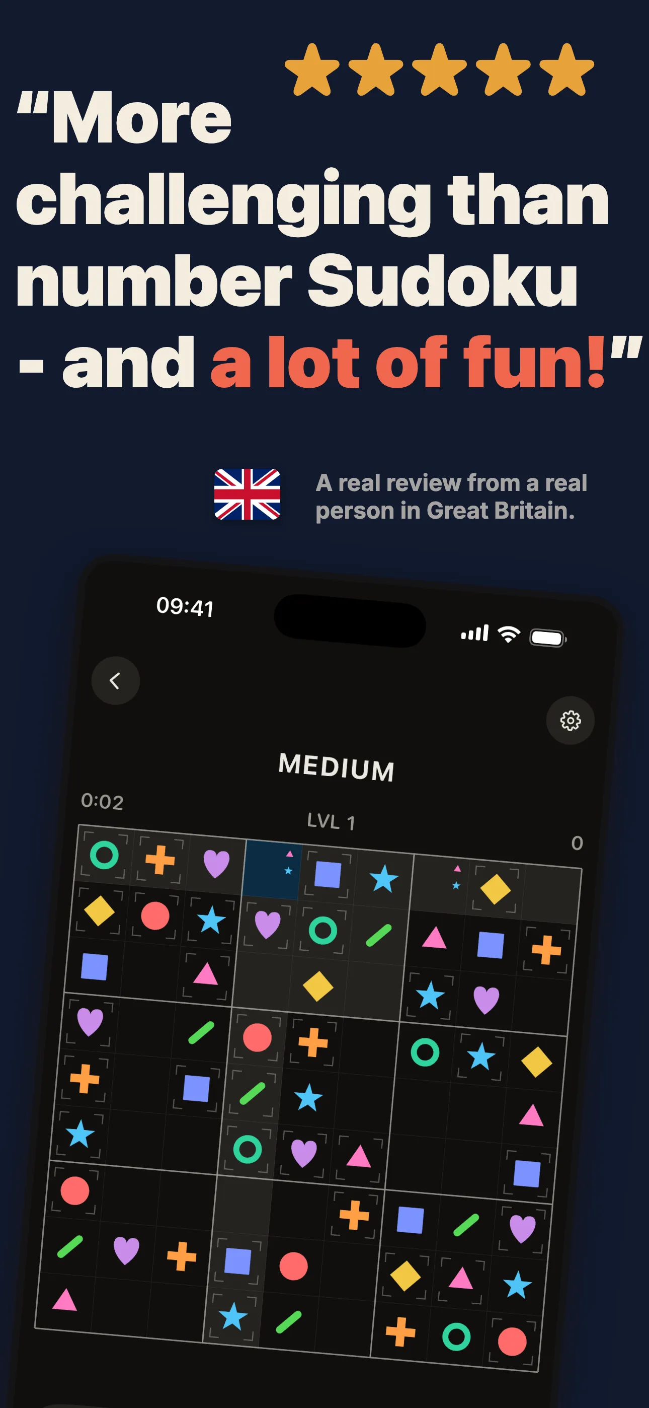 A form9 board in dark mode — the same logic, a tougher grid.